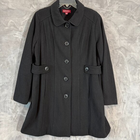 Merona Plus Size Black Wool Blend Heavyweight Coat Women’s XXL - Picture 1 of 10